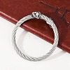 Skull 304 Stainless Steel Twisted Rope Shape Bangles for Women Men BJEW-D304-02AS-02-5