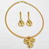 Brass Pendant Necklaces & Hoop Earrings Sets FS-WG87DC9-01-4