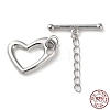 Rhodium Plated 925 Sterling Silver Toggle Clasps with Chain STER-D005-05P-1