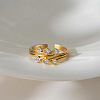 Adjustable 304 Stainless Steel & Crystal Rhinestone Cuff Open Rings for Women WG797F1-01-2