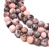 Natural Pink Zebra Jasper Round Beads Strands G-E334-6mm-11-7