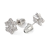 Christmas Snowflake & Deer Brass Micro Pave Clear Cubic Zirconia Asymmetrical Stud Earrings for Women EJEW-M257-01P-2