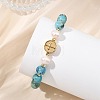Natural Gemstone Hemimorphite & Cultured Freshwater Pearl & Brass Beads Stretch Bracelets for Women BJEW-JB13796-2