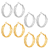 4 Pairs 2 Colors Iron Twist Hoop Earrings EJEW-HY0001-59-1