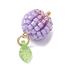 Glass Seed Beaded Berry Fruit Pendants PALLOY-MZ00729-03-4