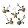 Natural Unakite Pendants HJEW-JM00320-07-3