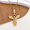 Brass Pave Cubic Zirconia Phenix Pendant Necklaces for Women WGFFBCE-01-1