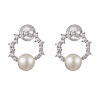 Natural Pearl Ear Studs EJEW-P286-31P-1