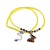 Natural Tiger Eye Faceted Butterfly  Pendant Necklaces NJEW-G143-01G-2