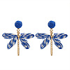 Alloy & Raffia Dangle Stud Earrings FS-WGCB008-06-1