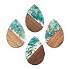 Transparent Resin & Walnut Wood Big Pendants RESI-T058-05M-1