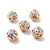 Round with Evil Eye Brass Enamel Pendants KK-G419-15G-06-1