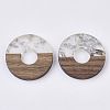 Transparent Resin & Walnut Wood Pendants RESI-S358-03-A02-1