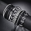6Pcs 6 Style Adjustable Braided Imitation Leather Cord Bracelet Set with Waxed Cord for Men BJEW-F458-06-7