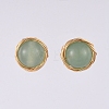 Natural Green Aventurine Ball Stud Earrings EJEW-JE03980-04-3