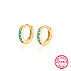 925 Silver Zircon Round Hoop Earrings Unisex Geometric Stylish Jewelry KO3739-15-1