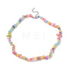Synthetic Crackle Quartz Dyed Chips Chips Beaded Necklaces NJEW-JN04275-04-1