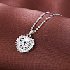 Valentine's Day Brass Pave Clear Cubic Zirconia Love Heart Pendant Necklaces for Women WG1BC9D-02-1