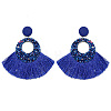 Bohemian Style Acrylic & Polyester Fan Tassel Stud Earrings FS-WGB5BEF-06-1