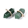 Natural Green Aventurine Double Terminal Pointed Pendants G-N345-09G-2