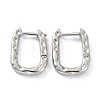 Textured Rectangle Brass Hoop Earrings LS-EJEW-B007-02P-1