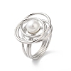 304 Stainless Steel Flower Finger Ring for Women RJEW-C091-03P-1