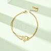 Brass Micro Pave Clear Cubic Zirconia Cable Chain Double Layers Bracelets BJEW-C155-02G-3