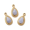 304 Stainless Steel Pave Natural Blue Lace Agate Teardrop Charms STAS-B074-04G-02-1