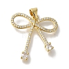 Bowknot Rack Plating Brass Clear Cubic Zirconia Pendants KK-U019-28G-1