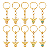 10Pcs 10 Color Tibetan Style Alloy Angeltee with ABS Plastic Imitation Pearl Beaded Charms Keychains KEYC-PH01510-1