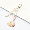 Handmade Porcelain & Natural White Jade & Natural Shell & Glass Pendant Decorations HJEW-YW00516-01-1