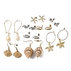 Marine Theme Alloy Stud Earring & Hoop Earring Sets EJEW-XCP0001-28-1