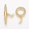 Brass Micro Pave Cubic Zirconia Ring Toggle Clasps X-ZIRC-P050-11G-1