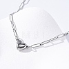 304 Stainless Steel Double-Sided Magnetic Heart Pendant Paperclip Chain Necklaces NJEW-U028-02P-2