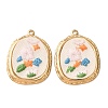 304 Stainless Steel & Cloth Embroidered Pendants FB-CBAFBAF-01G-1