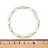 Faceted Column Natural Aquamarine & Synthetic Non-magnetic Hematite Beaded Stretch Bracelets BJEW-JB14179-4