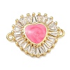 Brass Pave Clear Cubic Zirconia Connector Charms KK-A293-12G-01-1