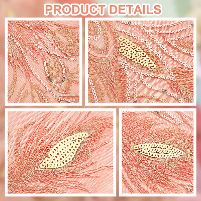 Peacock Tail Pattern Polyester Lace Computerized Embroidery Ornament Accessories DIY-WH0308-234C-1