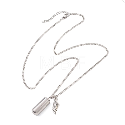 304 Stainless Steel Capsule Shape Urn Ashes Pendant Necklaces NJEW-JN05730-1