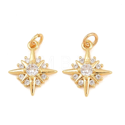 Brass Micro Pave Cubic Zirconia Charms KK-F927-09D-G-1