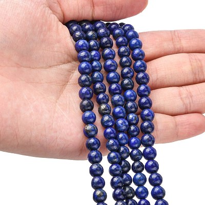 Natural Lapis Lazuli Beads Strands G-G099-6mm-7-1