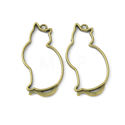 Tibetan Style Alloy Kitten Open Back Bezel Pendants TIBEP-5376-AB-FF-1