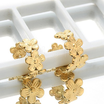 Ion Plating(IP) 304 Stainless Steel Flower Cuff Earrings for Women EJEW-A118-03G-1