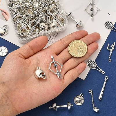 100Pcs 10 Styles Tibetan Style Alloy Pendants TIBEP-CJ0001-90-1