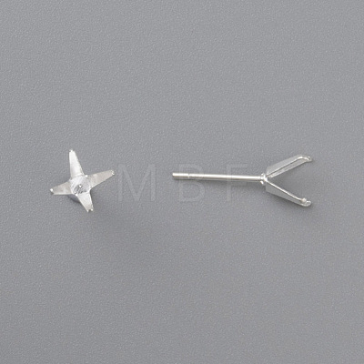 304 Stainless Steel Prong Earring Settings STAS-O098-06S-04-1