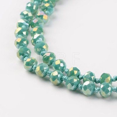 Glass Beaded Lariat Necklaces NJEW-E077-M-1
