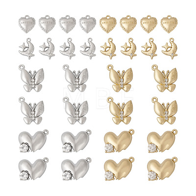 Spritewelry 32Pcs 8 Style Rack Plating Alloy Pendants FIND-SW0001-23-1