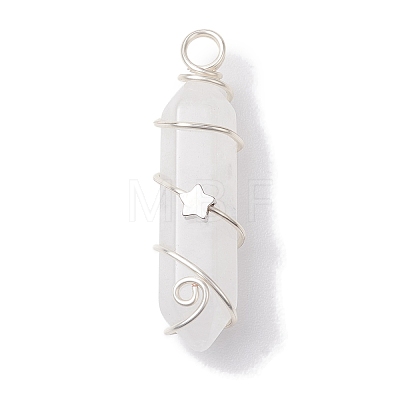 Natural Quartz Crystal Double Terminal Pointed Pendants PALLOY-JF02673-05-1