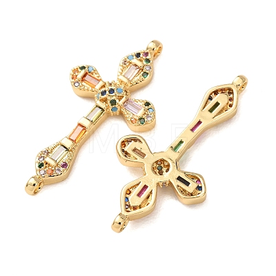 Brass Micro Pave Colorful Cubic Zirconia Connector Charms CU-CBA4579-08G-A-1