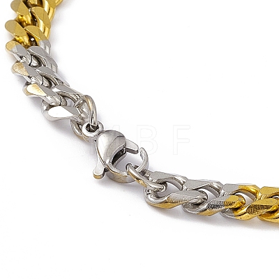 Two Tone Vacuum Plating 201 Stainless Steel Curb Chain Bracelet with 304 Stainless Steel Clasps for Men Women BJEW-M235-02A-GP-1